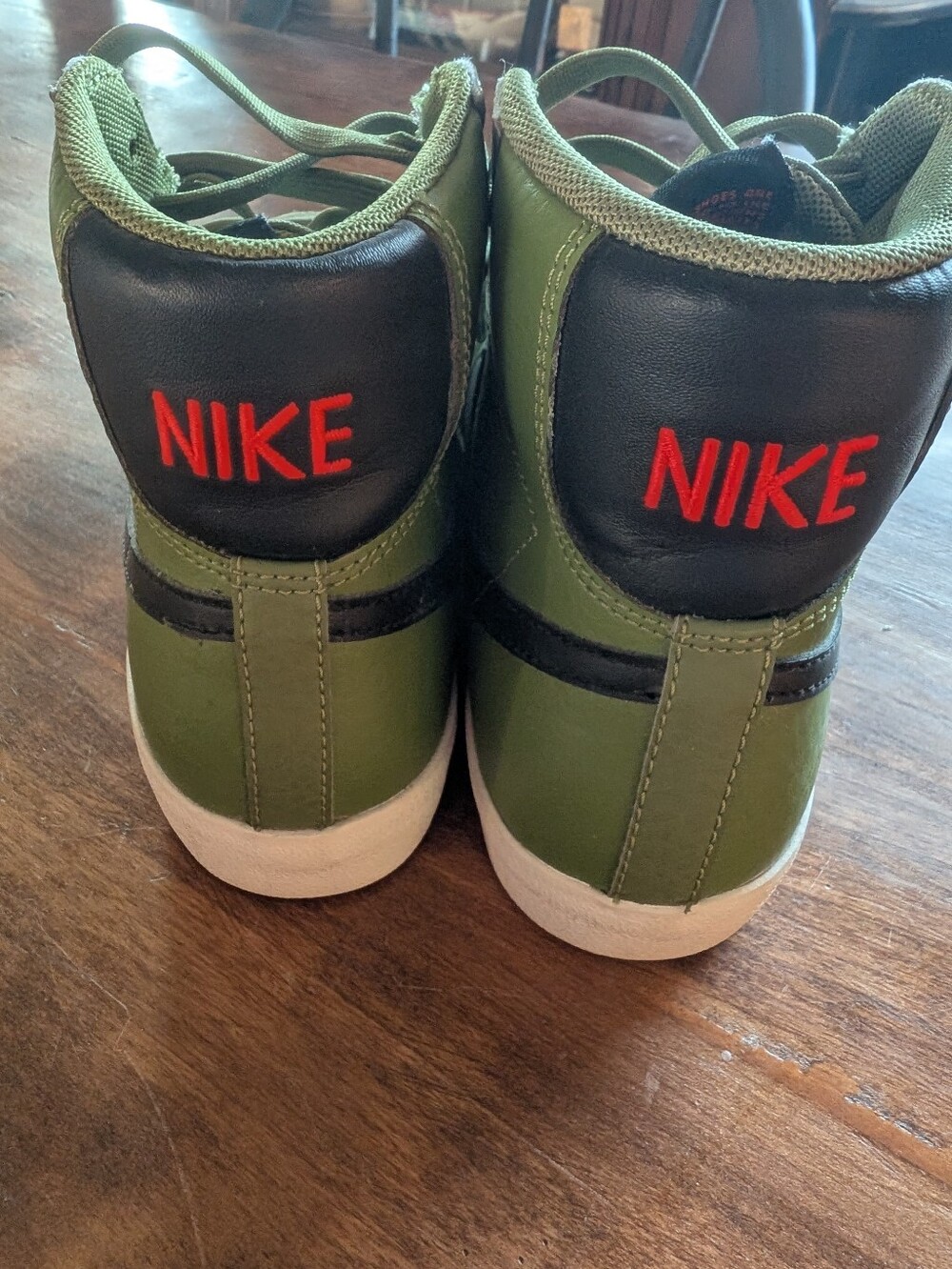 Boys Nike Olive Green High-Top Sneakers with Black Swoosh - Picture 2 of 5